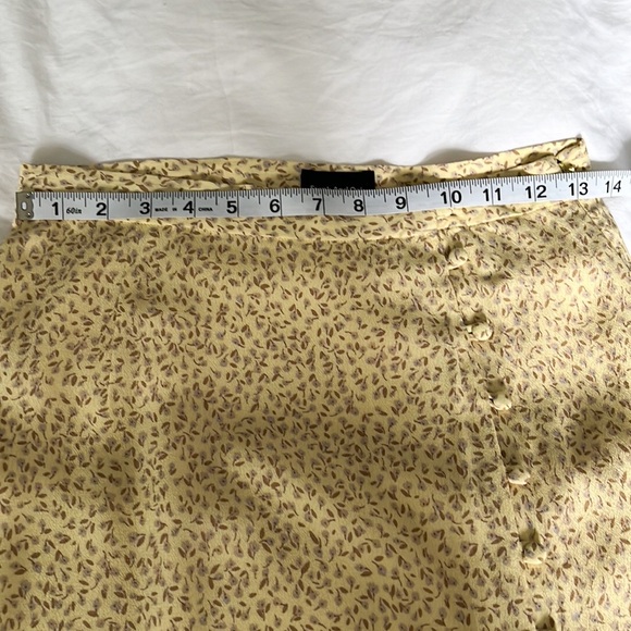 Frank & Oak Pastel Yellow Button Down Dainty Floral Midi Skirt S - Picture 13 of 15